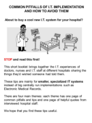 Hospital I.T. Implementation Guide for New Implementers!