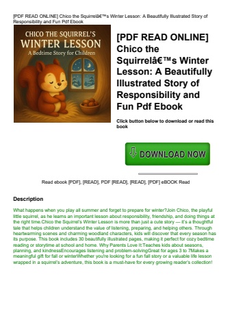 [pdf read online] chico the squirrelã¢â€â™s winter lesson a beautifully illustrated story of respons
