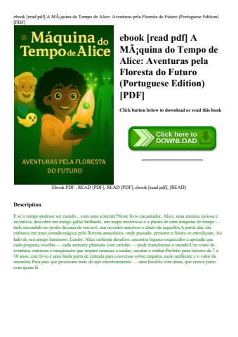ebook [read pdf] a mãƒâ¡quina do tempo de alice aventuras pela floresta do futuro (portuguese editio