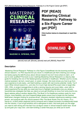 pdf [read] mastering clinical research pathway to a six-figure career get [pdf]