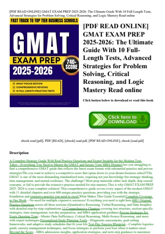 [pdf read online] gmat exam prep 2025-2026 the ultimate guide with 10 full-length tests  advanced st