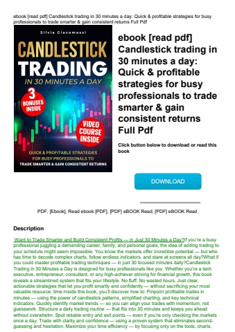 ebook [read pdf] candlestick trading in 30 minutes a day quick & profitable strategies for busy prof