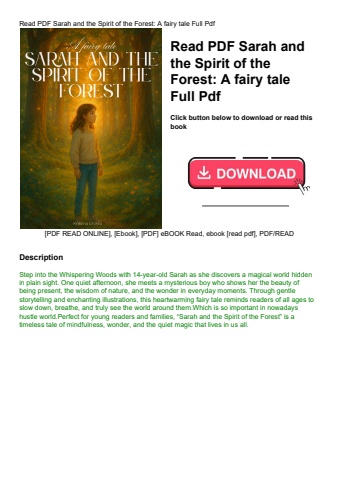 read pdf sarah and the spirit of the forest a fairy tale full pdf