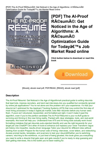 [pdf] the ai-proof rãƒâ©sumãƒâ© get noticed in the age of algorithms a rãƒâ©sumãƒâ© optimization gui
