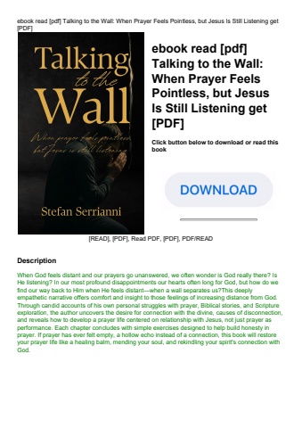 ebook read [pdf] talking to the wall when prayer feels pointless  but jesus is still listening get [