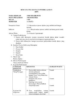 RPP MATEMATIKA TATAP MUKA