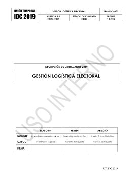 PROCEDIMIENTO LOGISTICA IDC 2019 V2