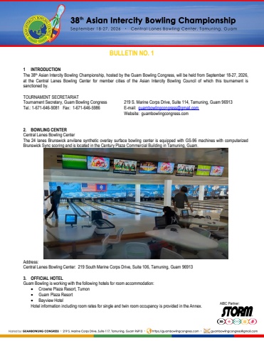 38th aibc championship bulletin no1