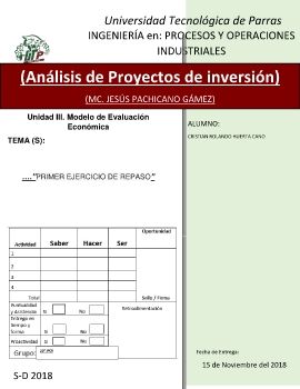 EVIDENCIAS ACADEMICAS  ASIGNATURA ANALISIS DE PROYECTOS 