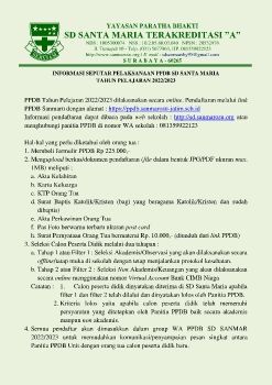 INFORMASI PELAKSANAAN PPDB SD SANMAR SBY