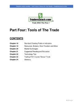 Trading #101 Course – Part FOUR: TOOLS OF THE TRADE - TRADERSCOACH.COM