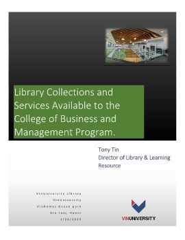 Library Collections and Services Available to the College of Business and Management Program.