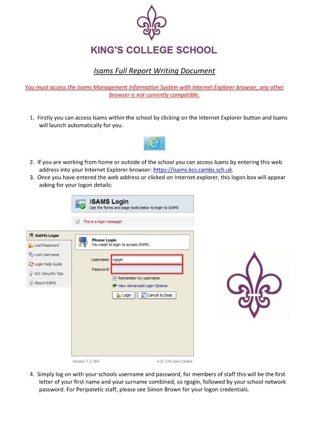 Isams Report Writing Document