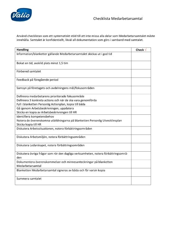 Checklista Medarbetarsamtal 2017