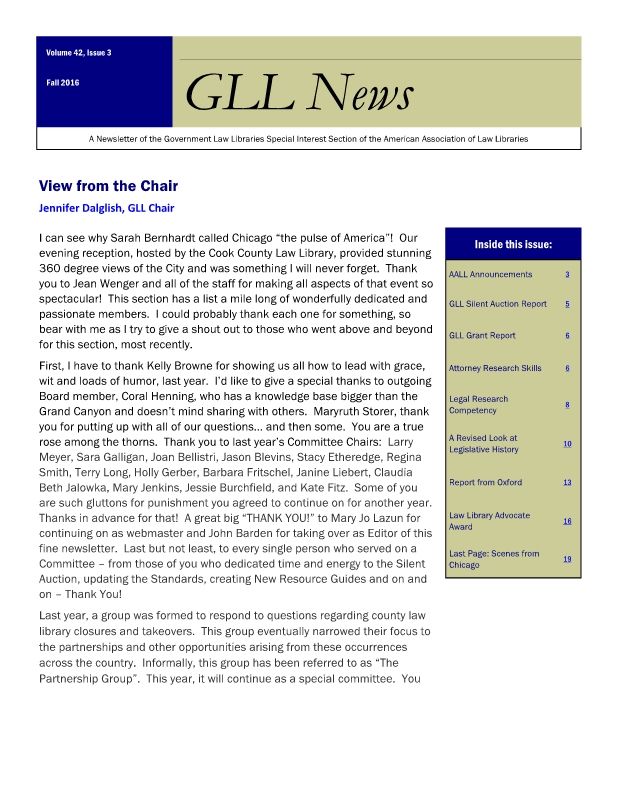 GLL News v. 42 no. 3 2016