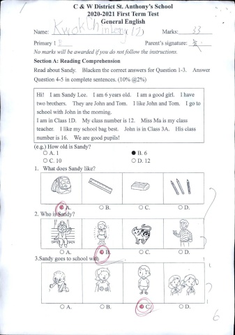 P1_CW District St Anthony School_First Term Test_English