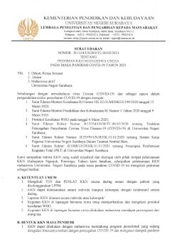 1114__Surat Edaran tentang Pedoman KKN Mahasiswa Unesa pada Masa Pandemi COVID-19 Tahun 2021, per 11 Januari 2021