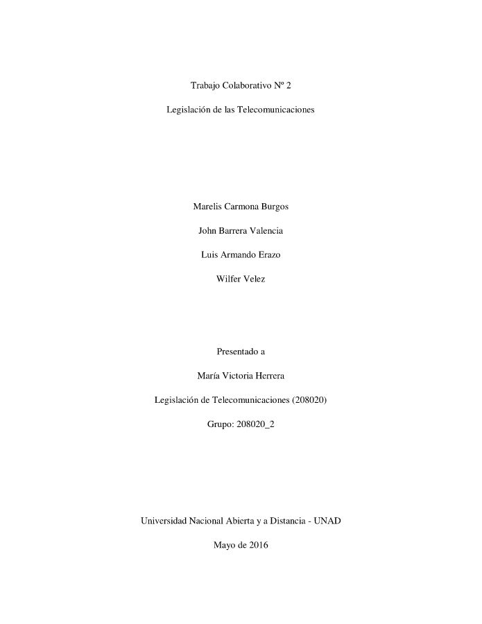 Trabajo Colaborativo 2 Legislacion de las Telecomunicaciones grupo 208020_2 