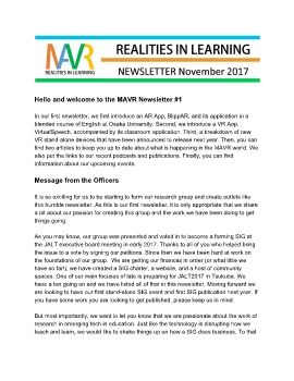 MAVR Newsletter Volume 1, Issue 1 (November 2017)