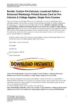 Bundle: Custom Pre-Calculus, LooseLeaf Edition + Enhanced WebAssign Printed Access Card for Pre-Calculus & College Algebra, Single-Term CoursesLarson (Loose Leaf)