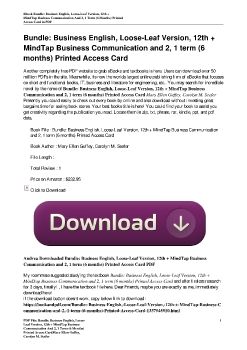 Bundle: Business English, Loose-Leaf Version, 12th + MindTap Business Communication and 2, 1 term (6 months) Printed Access CardMary Ellen Guffey, Carolyn M. Seefer