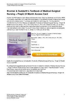 Brunner & Suddarth's Textbook of Medical-Surgical Nursing + PrepU 24 Month Access CardJanice L, Ph.D., R.N. Hinkle, Kerry H., Ph.D, R.N. Cheever