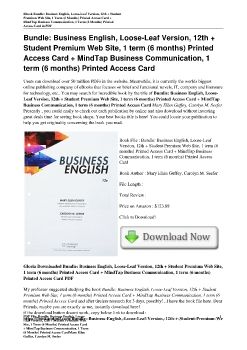 Bundle: Business English, Loose-Leaf Version, 12th + Student Premium Web Site, 1 term (6 months) Printed Access Card + MindTap Business Communication, 1 term (6 months) Printed Access CardMary Ellen Guffey, Carolyn M. Seefer