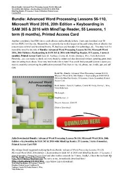 Bundle: Advanced Word Processing Lessons 56-110, Microsoft Word 2016, 20th Edition + Keyboarding in SAM 365 & 2016 with MindTap Reader, 55 Lessons, 1 term (6 months), Printed Access CardSusie H. Vanhuss, Connie M. Forde, Donna L. Woo, Vicki Robertson