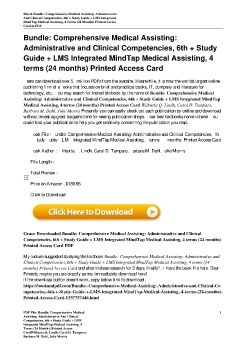 Bundle: Comprehensive Medical Assisting: Administrative and Clinical Competencies, 6th + Study Guide + LMS Integrated MindTap Medical Assisting, 4 terms (24 months) Printed Access CardWilburta Q. Lindh, Carol D. Tamparo, Barbara M. Dahl, Julie Morris