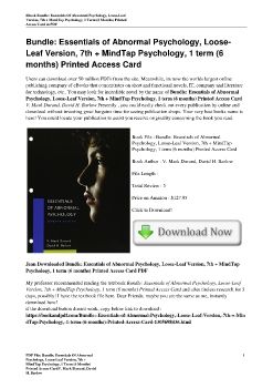 Bundle: Essentials of Abnormal Psychology, Loose-Leaf Version, 7th + MindTap Psychology, 1 term (6 months) Printed Access CardV. Mark Durand, David H. Barlow