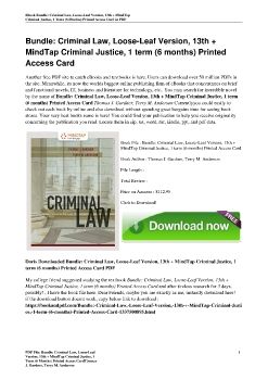 Bundle: Criminal Law, Loose-Leaf Version, 13th + MindTap Criminal Justice, 1 term (6 months) Printed Access CardThomas J. Gardner, Terry M. Anderson