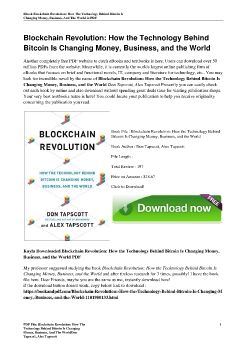 Blockchain Revolution: How the Technology Behind Bitcoin Is Changing Money, Business, and the WorldDon Tapscott, Alex Tapscott