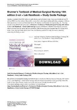 Brunner's Textbook of Medical-Surgical Nursing 14th edition 2-vol + Lab Handbook + Study Guide PackageLippincott Williams & Wilkins