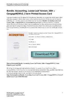 Bundle: Accounting, Loose-Leaf Version, 26th + CengageNOWv2, 2 term Printed Access CardCarl Warren, Jim Reeve, Jonathan Duchac