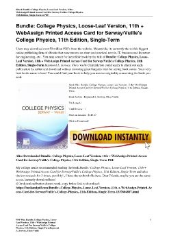 Bundle: College Physics, Loose-Leaf Version, 11th + WebAssign Printed Access Card for Serway/Vuille's College Physics, 11th Edition, Single-TermRaymond A. Serway, Chris Vuille