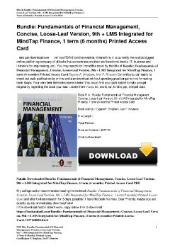 Bundle: Fundamentals of Financial Management, Concise, Loose-Leaf Version, 9th + LMS Integrated for MindTap Finance, 1 term (6 months) Printed Access CardEugene F. Brigham, Joel F. Houston