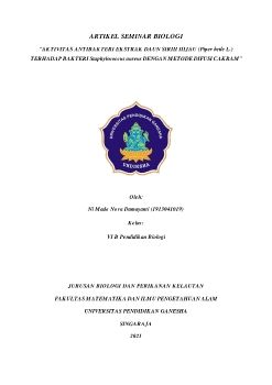 ARTIKEL SEMINAR BIOLOGI_NOVA DAMAYANTI_KLP 1