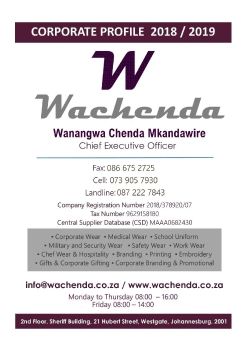 WACHENDA CORPORATE PROFILE 2019