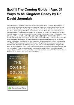 [[pdf]] The Coming Golden Age: 31 Ways to be Kingdom Ready by Dr. David Jeremiah