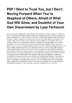 PDF I Want to Trust You, but I Don't: Moving Forward When You’re Skeptical of Others, Afraid of What God Will Allow, and Doubtful of Your Own Discernment by Lysa TerKeurst