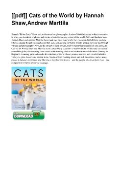 [[pdf]] Cats of the World by Hannah Shaw,Andrew Marttila