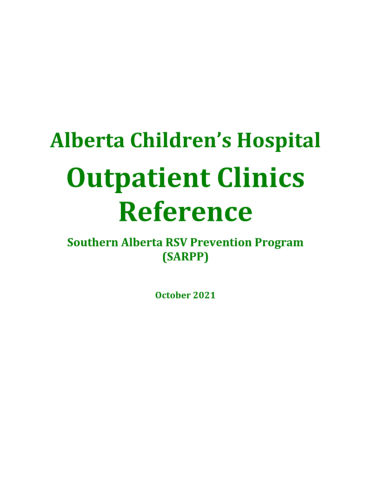 Outpatient Clinics RSV Program Reference 2021-2022