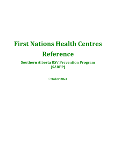 First Nations RSV Program Reference 2021-2022