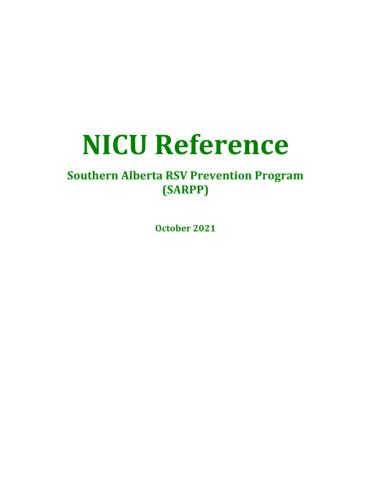 NICU RSV Program Reference 2021-2022