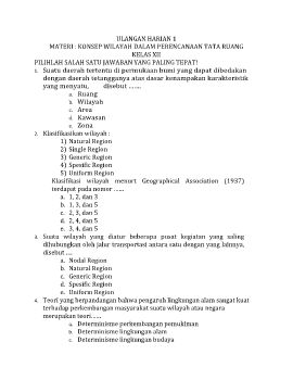 ULANGAN HARIAN 1 Wilayah Dalam Perencanaan Tata Ruang (1)