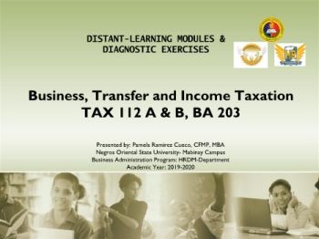 Taxation (TAX 112 A & B, BA-203)