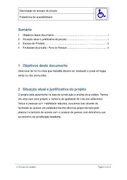 Declaração do escopo do projeto