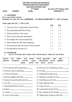 6th Grade Worksheet 5 Exam 1 Revision