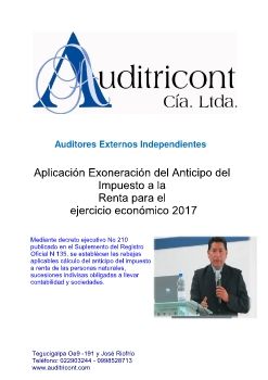 Aplicación Exoneración anticipo de  IR 2017