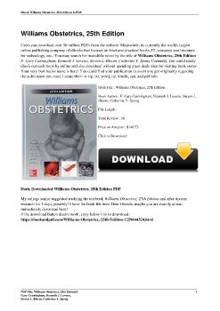 Williams Obstetrics, 25th EditionF. Gary Cunningham, Kenneth J. Leveno, Steven L. Bloom, Catherine Y. Spong